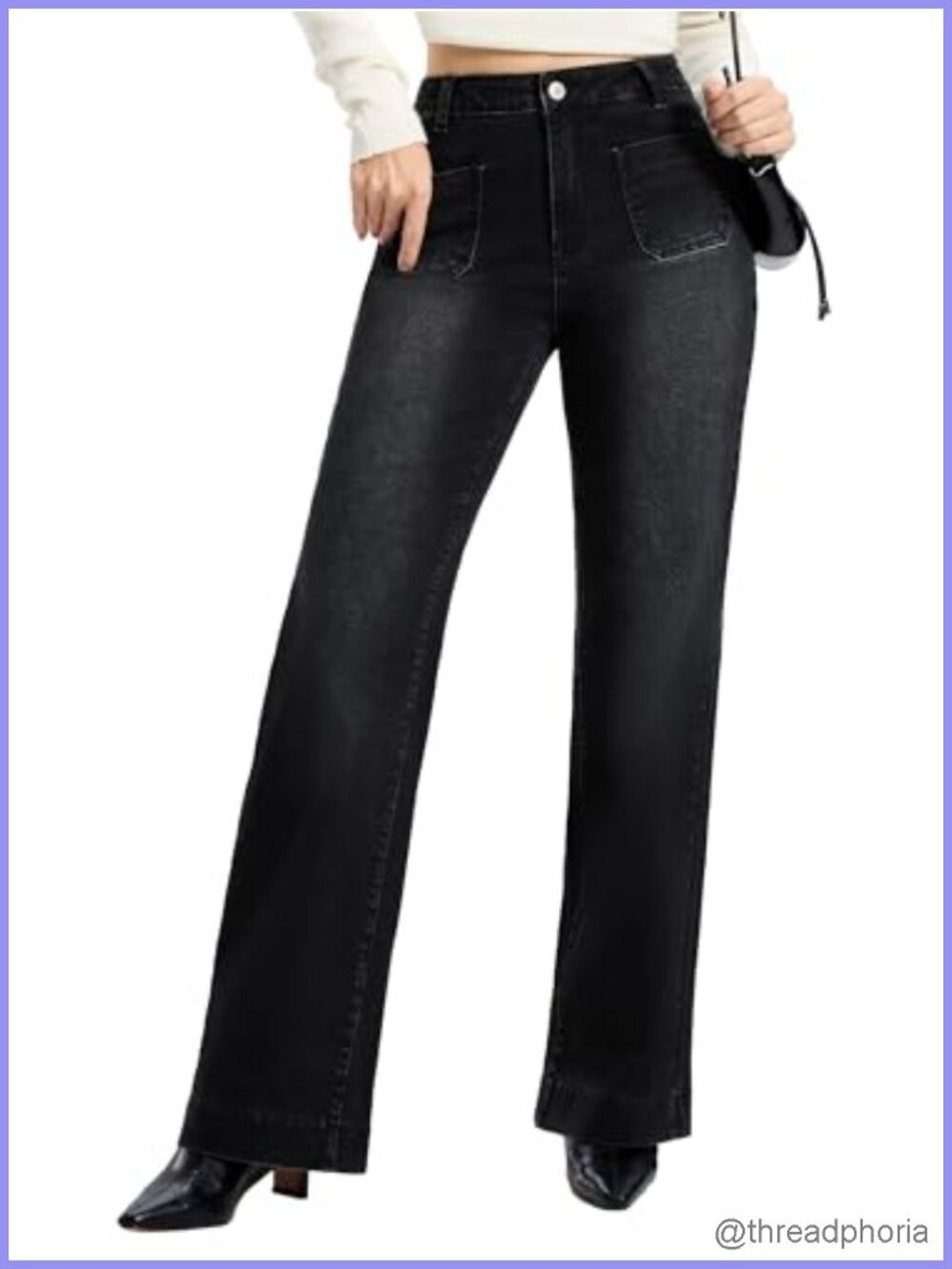 Wide Leg Stretch Jeans Extra Long Inseam High Waisted Denim